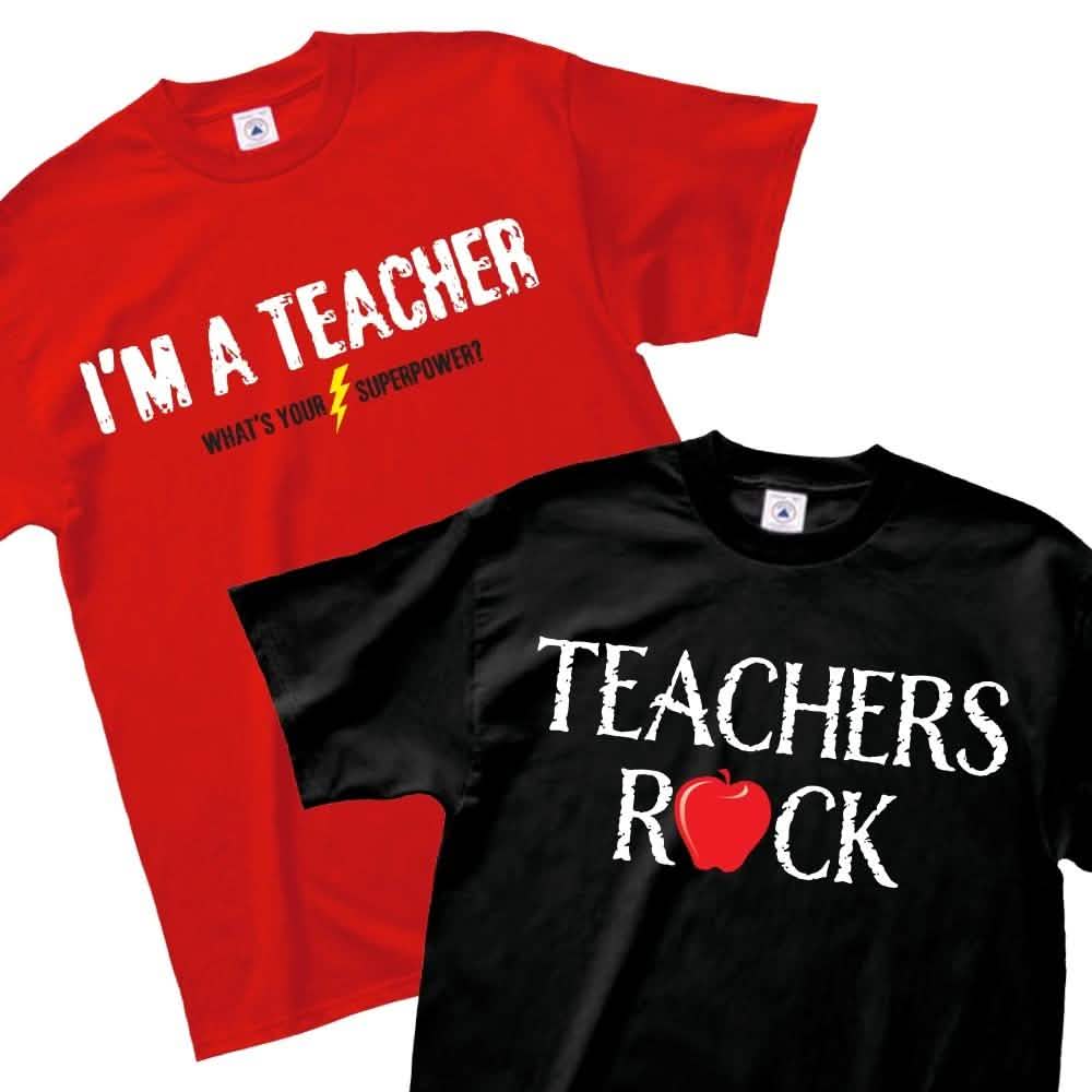 Teachers Rock または Teacher Superpower Tシャツ