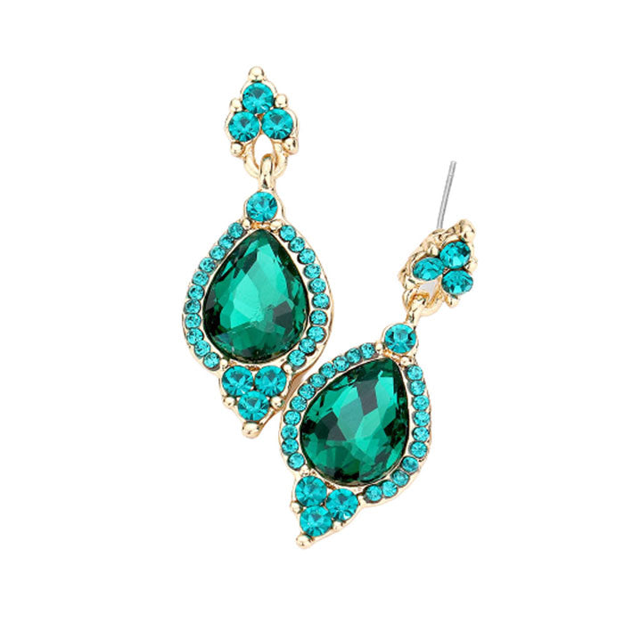 Teardrop Centered Dangle Evening Earrings