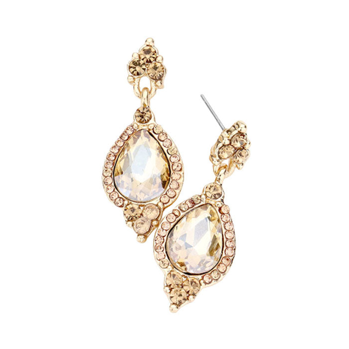 Teardrop Centered Dangle Evening Earrings