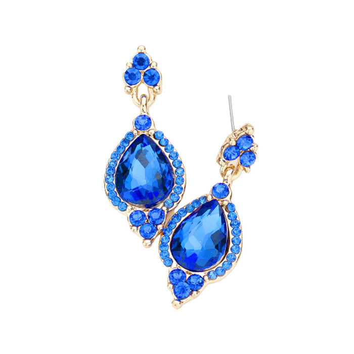 Teardrop Centered Dangle Evening Earrings