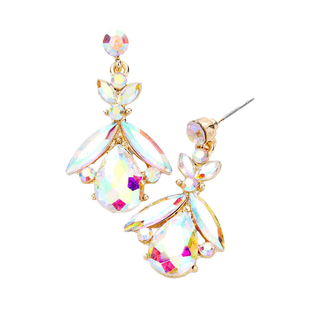 Teardrop Crystal Marquise Evening Earrings
