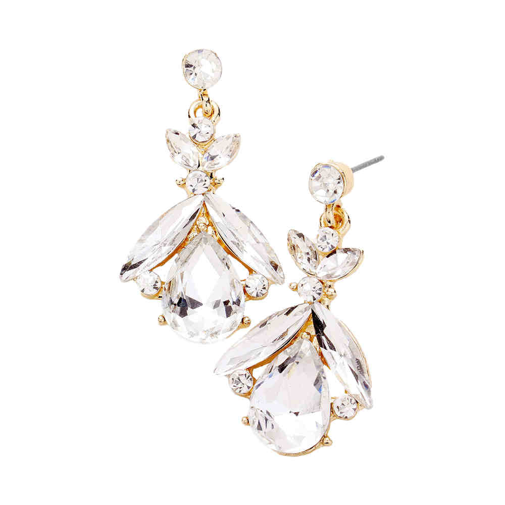 Teardrop Crystal Marquise Evening Earrings