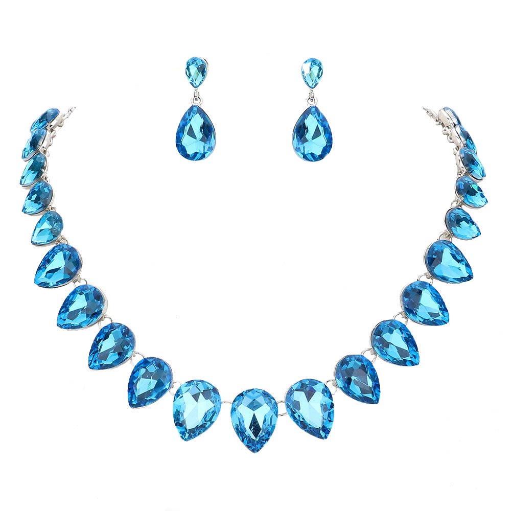Teardrop Stone Link Evening Necklace