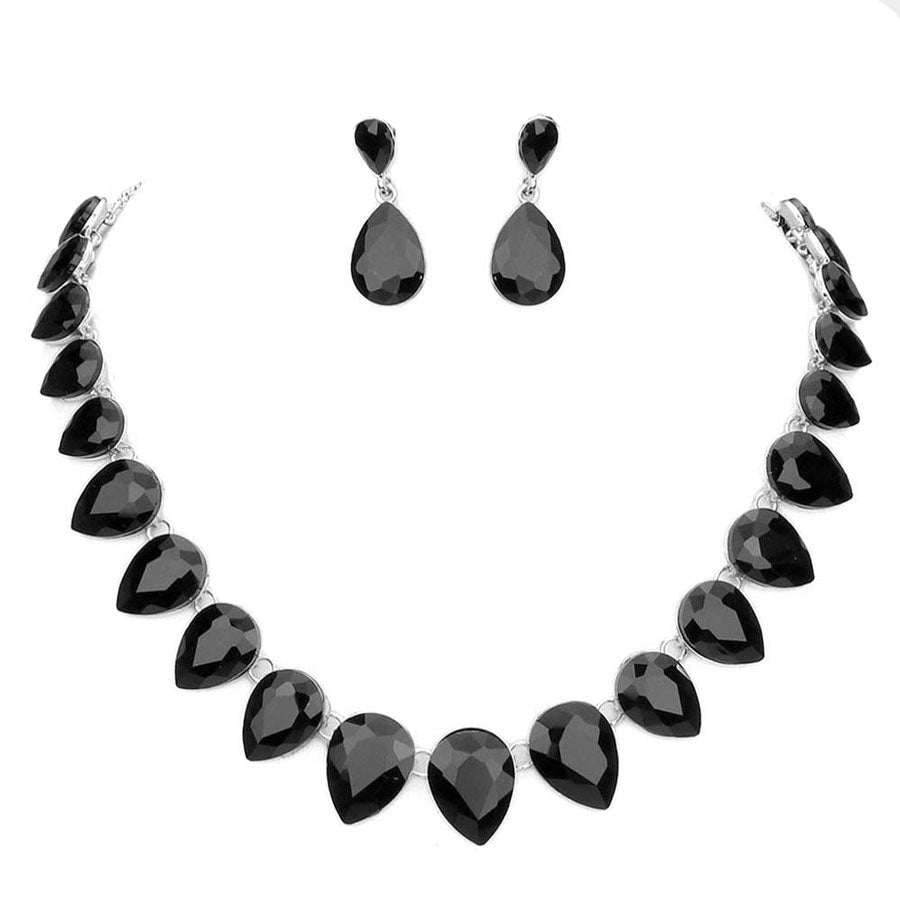 Teardrop Stone Link Evening Necklace