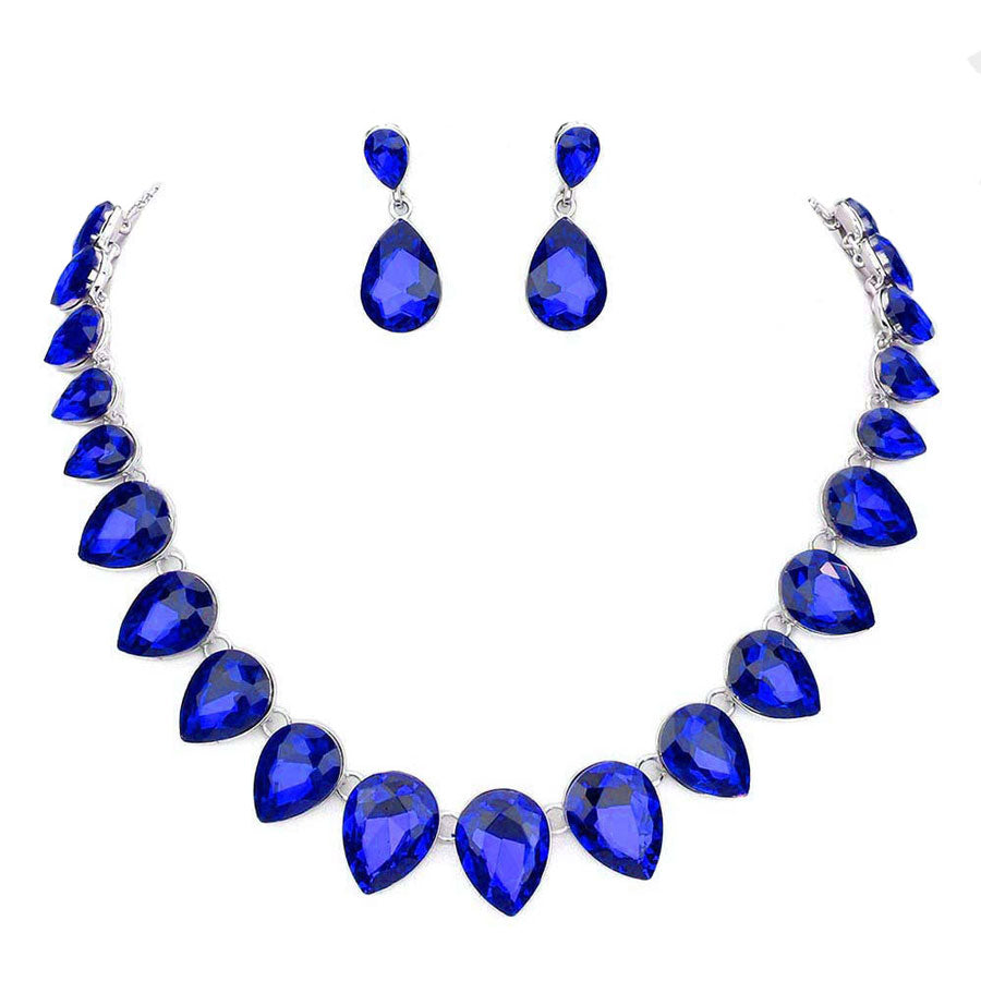 Teardrop Stone Link Evening Necklace