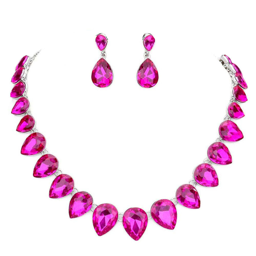 Teardrop Stone Link Evening Necklace