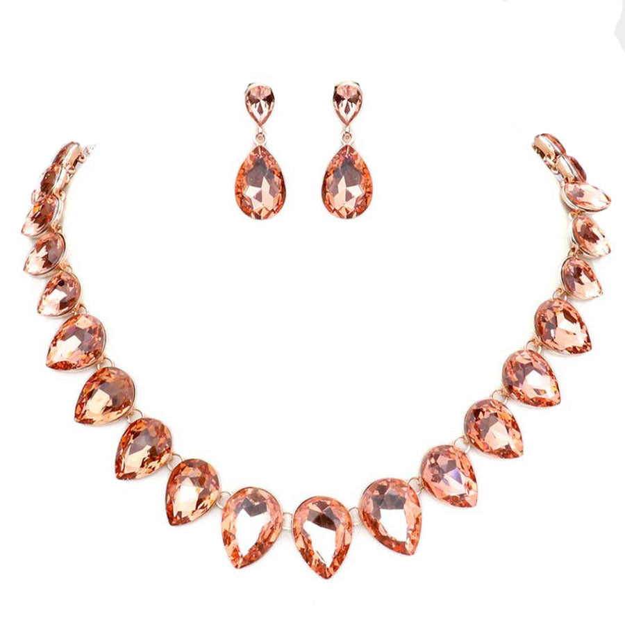Teardrop Stone Link Evening Necklace