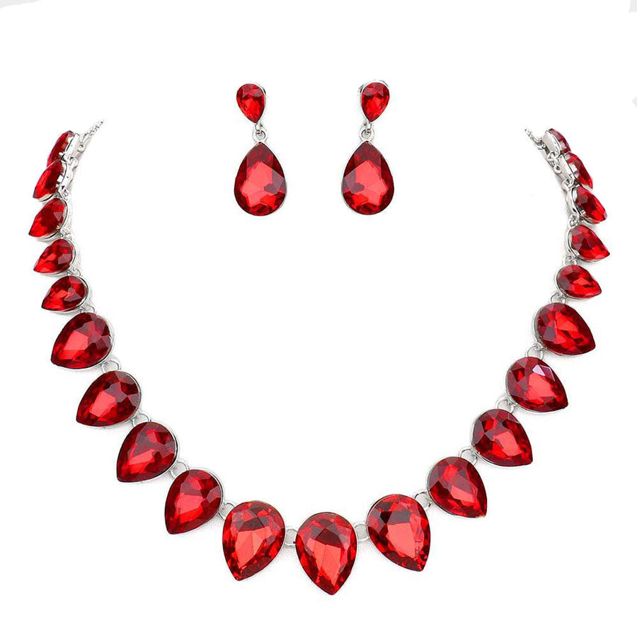 Teardrop Stone Link Evening Necklace