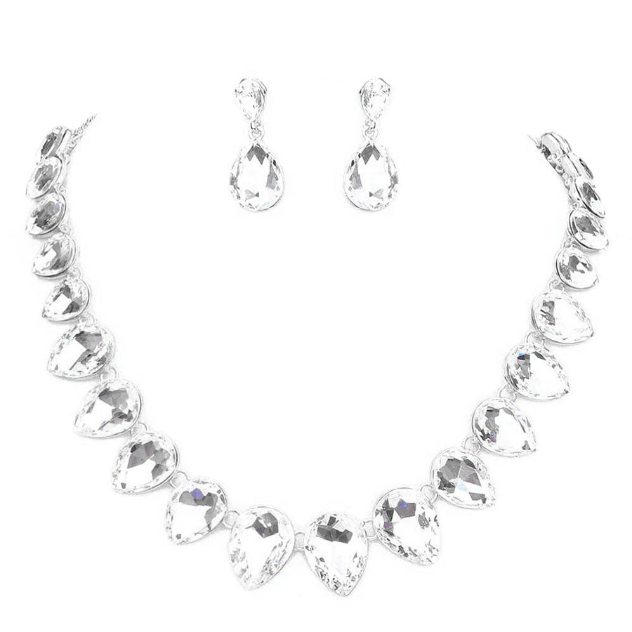 Teardrop Stone Link Evening Necklace