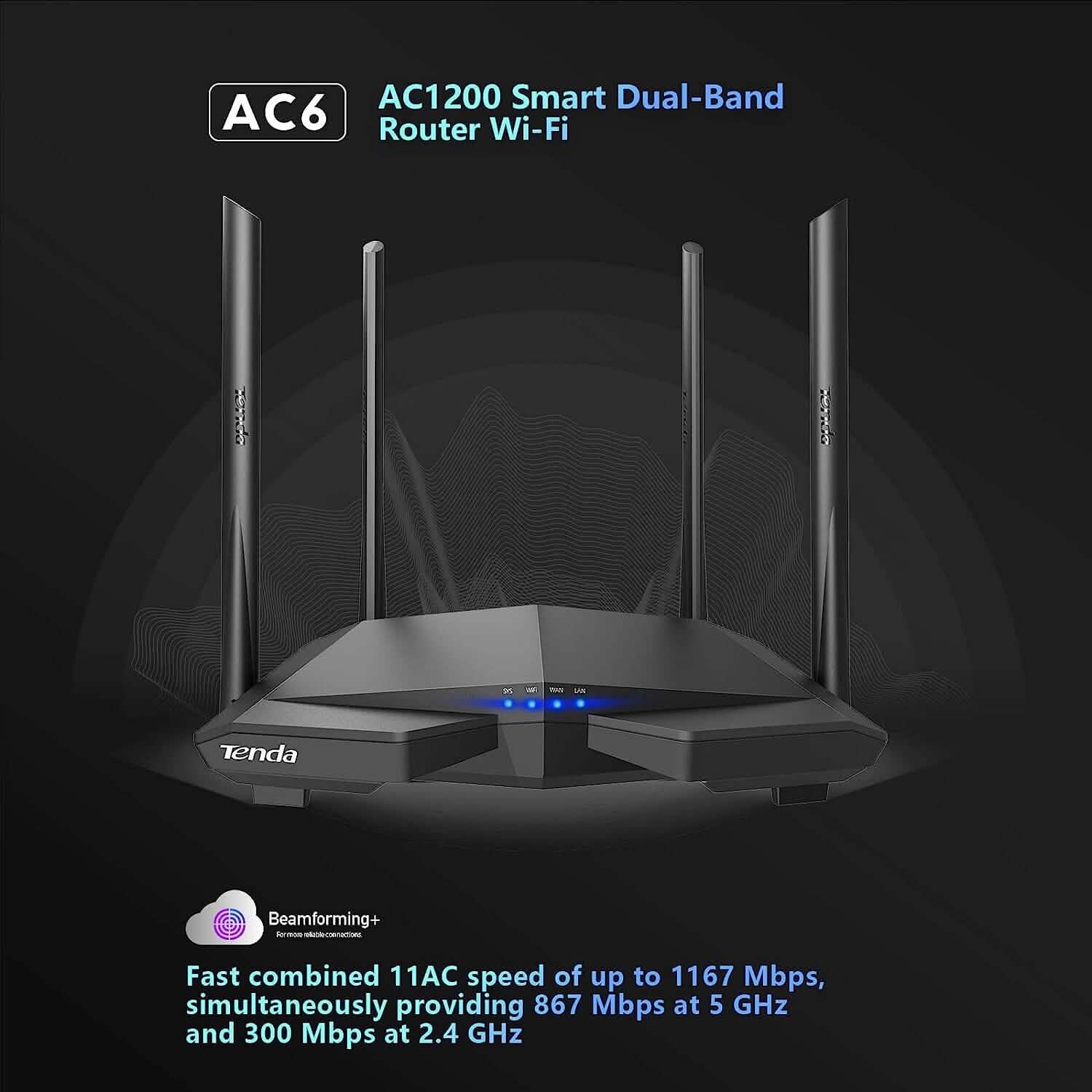 Tenda AC1200 Smart WiFi Router  (Refurbished)