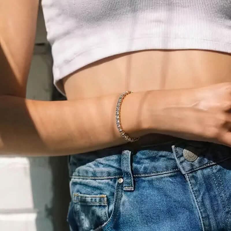 テニス単列合成ジルコンブレスレット