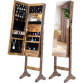 Tesmula Fashion Simple Jewelry Storage Mirror Cabinet With LED Lights