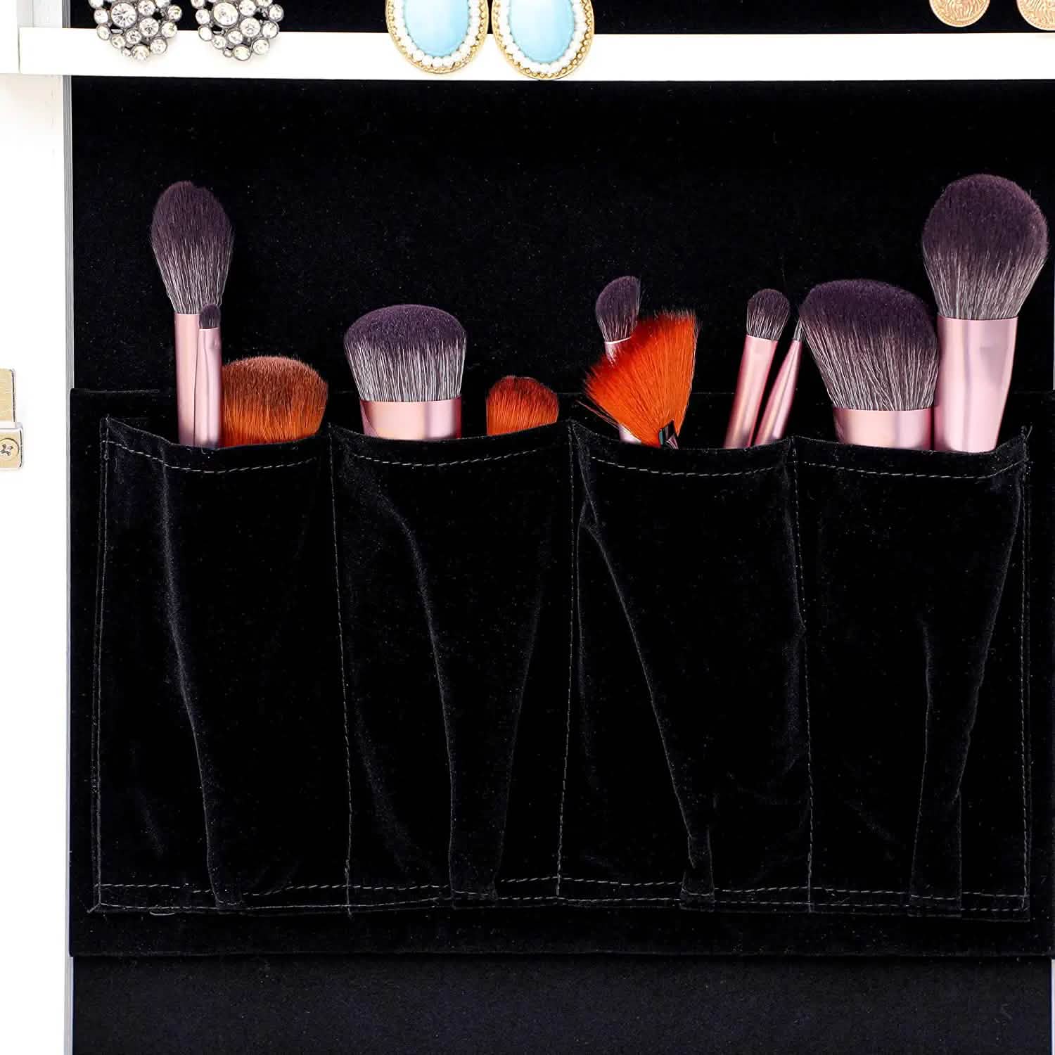 Tesmula Fashion Simple Jewelry Storage Mirror Cabinet With LED Lights