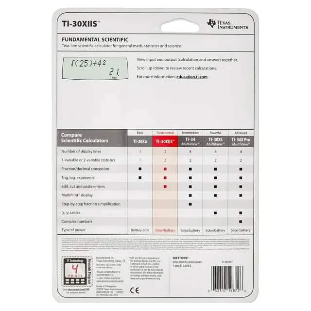 Texas Instruments TI-30XIIS 2ライン 科学計算機（リファービッシュ品）