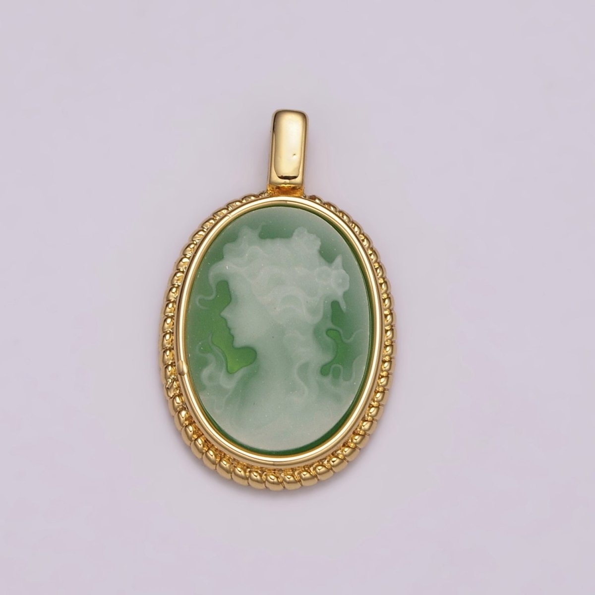 The Agate Cameo Pendant Green Agate Victorian Oval Jewelry Inspired for Necklace Medallion N-483