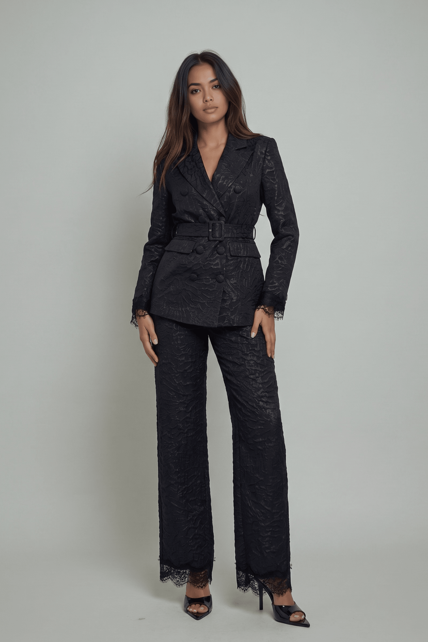 The Maison Jacquard Lace-Trim Trousers