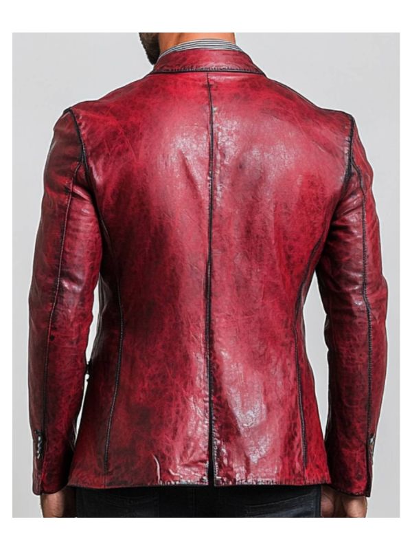 Theo Red Leather Blazer – Leather Blazer for Men