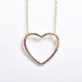 Thin Open Heart Rainbow Necklace