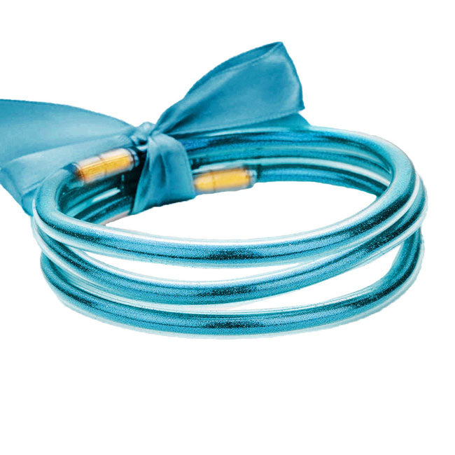 Three Pieces Glitter Jelly Tube Bangle Bracelets