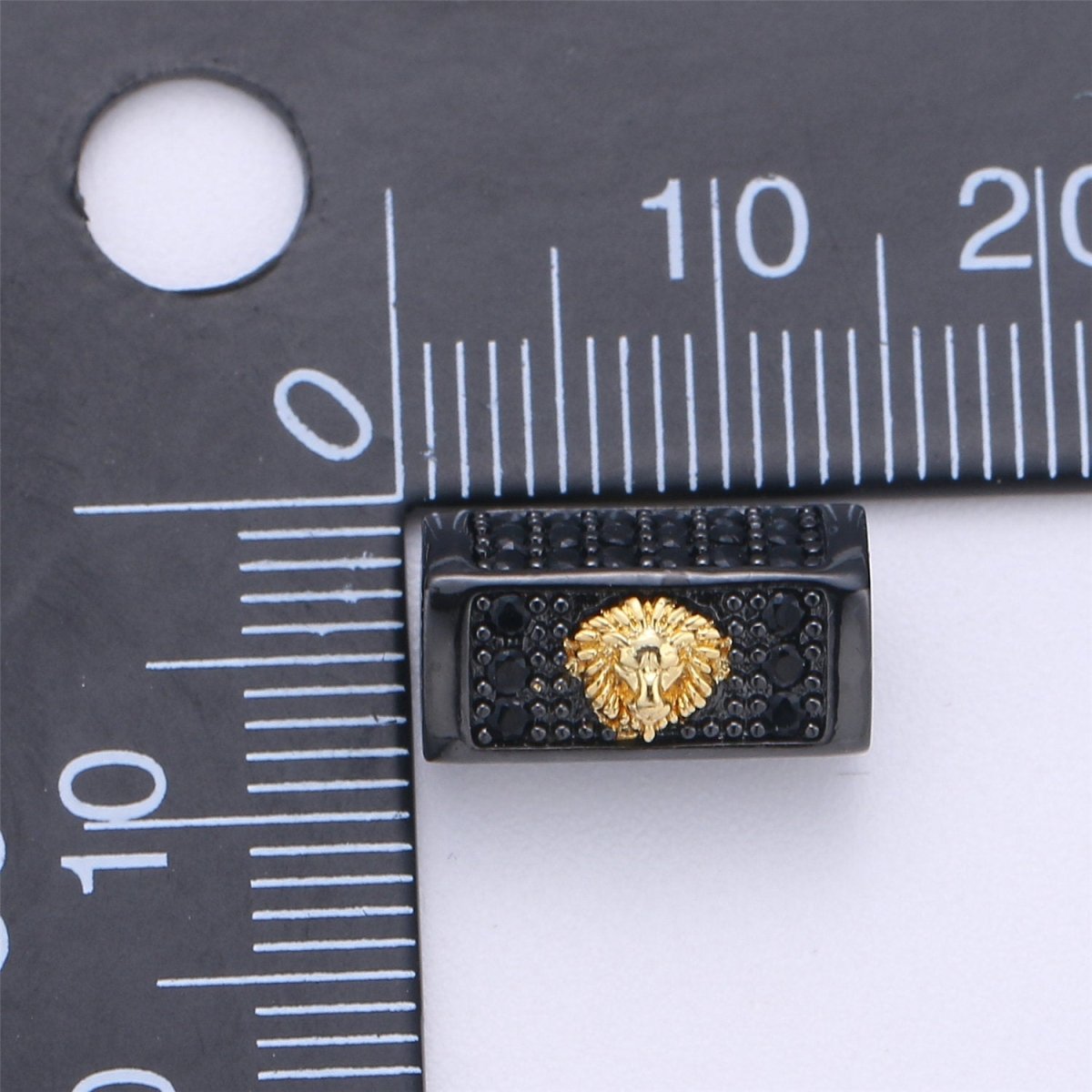 Tiger Bead Cuboid Tube Spacer Bead,Metal Pave Black CZ Long Bar Slider Charm for Men/Women Jewelry Making Supplies B-237