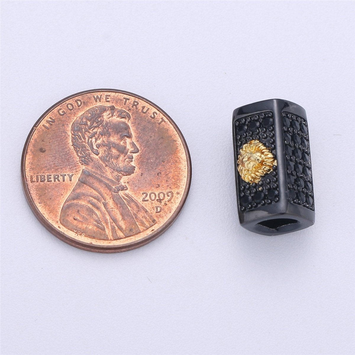 Tiger Bead Cuboid Tube Spacer Bead,Metal Pave Black CZ Long Bar Slider Charm for Men/Women Jewelry Making Supplies B-237