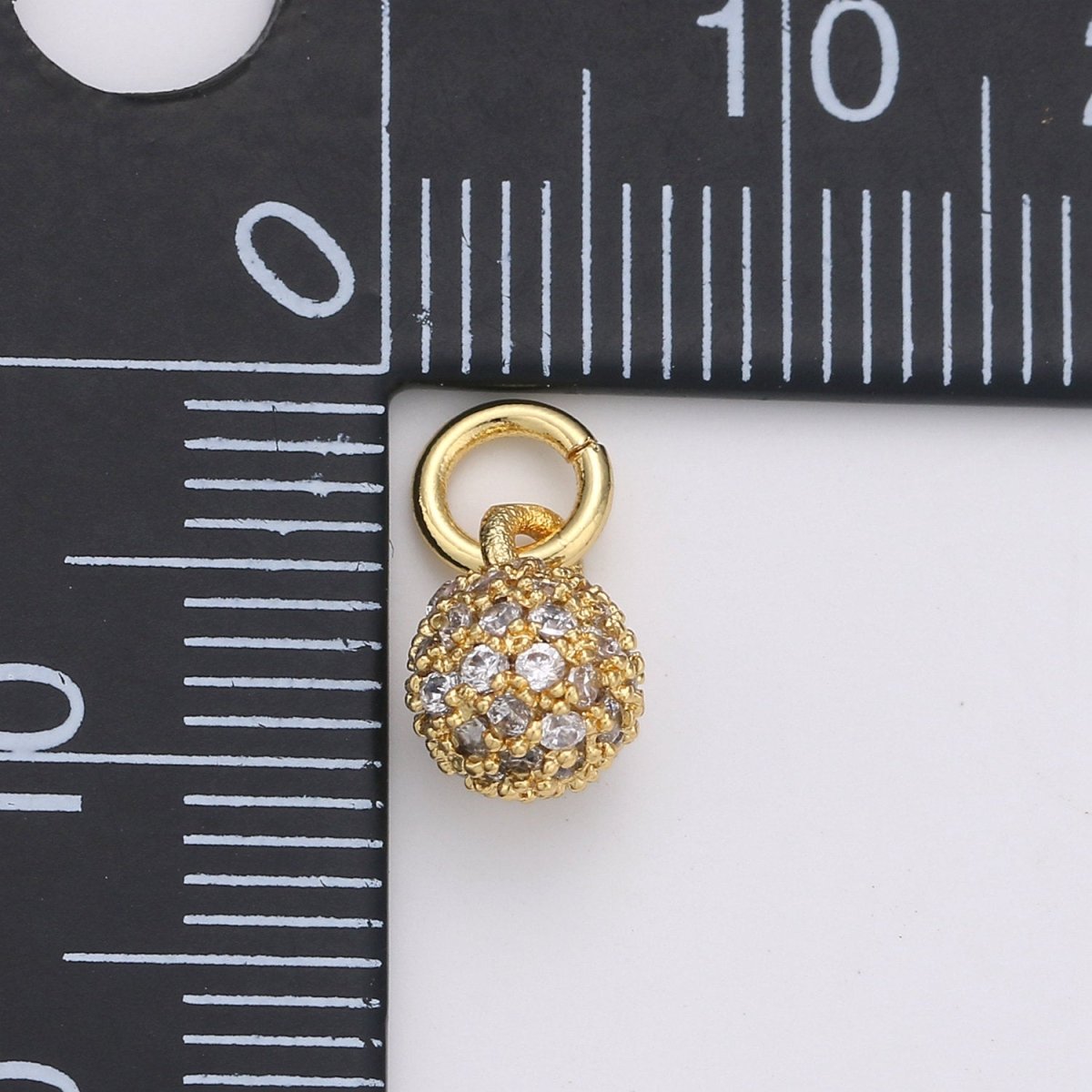 Tiny Ball Pendant Small Ball Charm for Handmade Jewelry Supplies 24k Gold Filled Charm Micro Pave Cubic Ball Charm Disco Ball, D-117