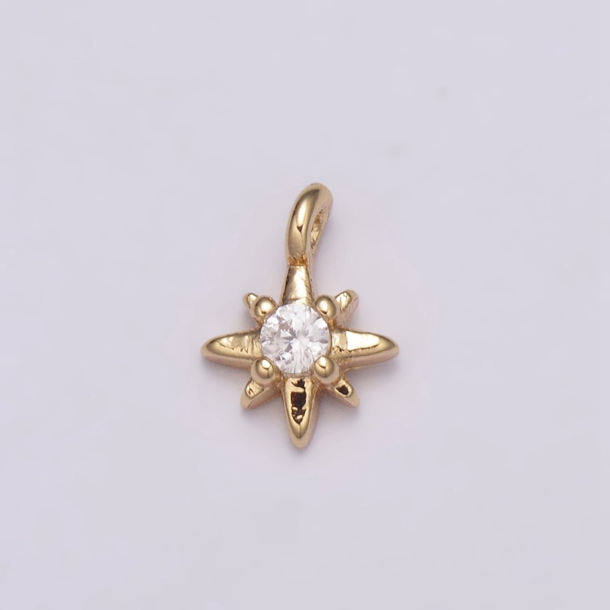 Tiny CZ 8 Point Star Cubic Zirconia Small Starburst North Star Pendant - 16K Gold Filled CZ Drop Charm Pendant, Celestial Jewelry, Pointed Star N-165 - N-169