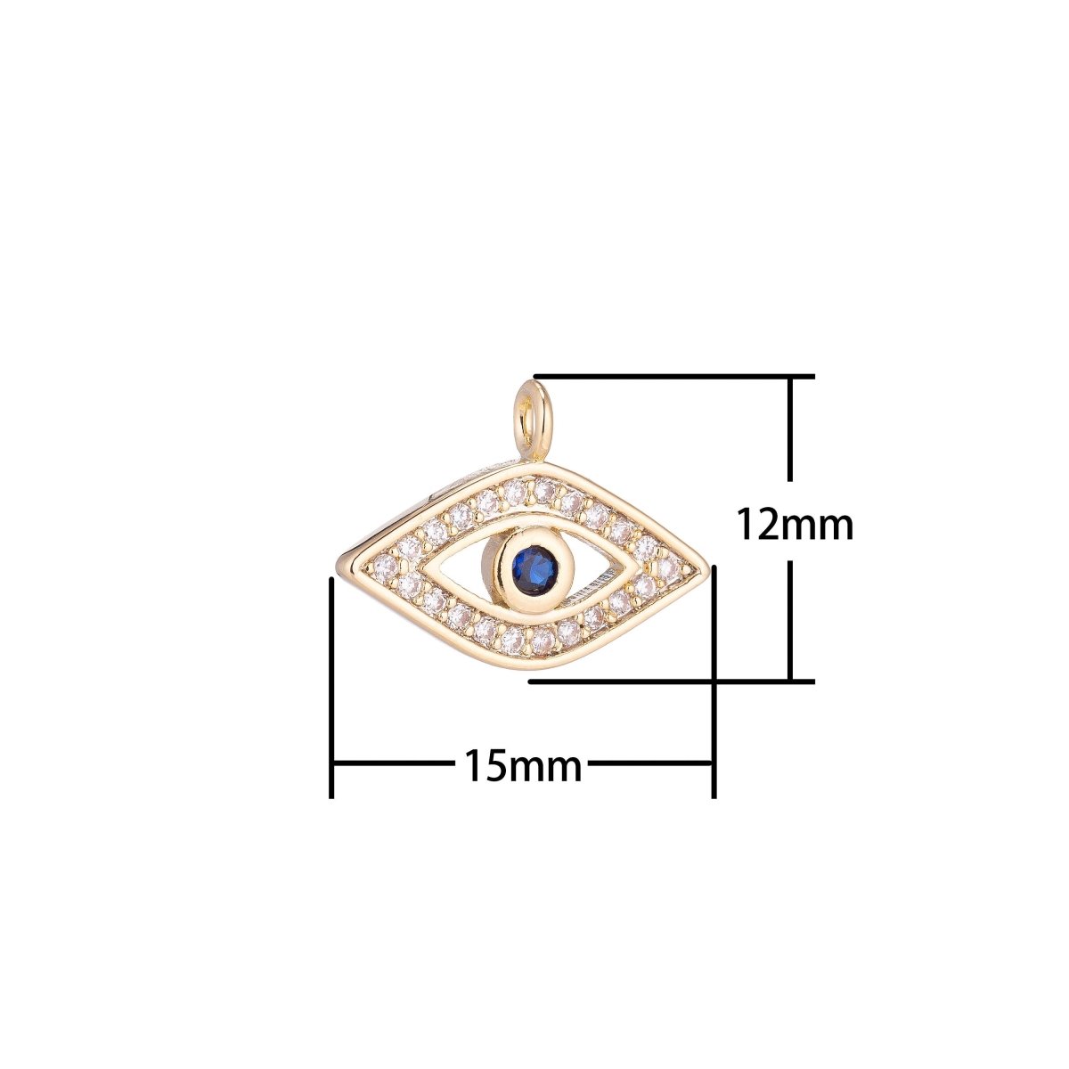 Tiny Evil Eye Charm Protection Necklace Micro Pave CZ Cubic Zirconia Blue Evil Eye Pendant Bohemian Style 18k rosy pink gold filled C-084