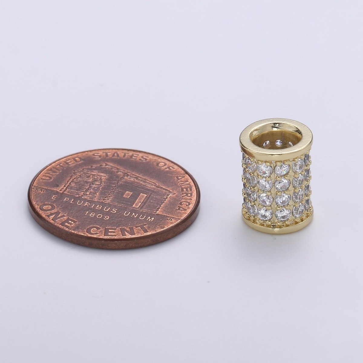 Tiny Golden Tube Beads Roll CZ Gold Filled Geometric Shape Micro Pave Jewelry Making Beads B-359
