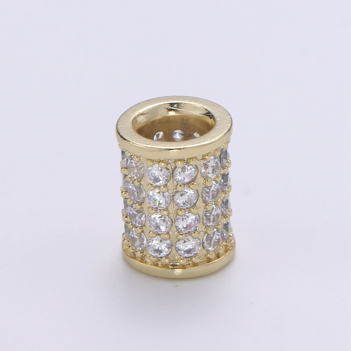 Tiny Golden Tube Beads Roll CZ Gold Filled Geometric Shape Micro Pave Jewelry Making Beads B-359