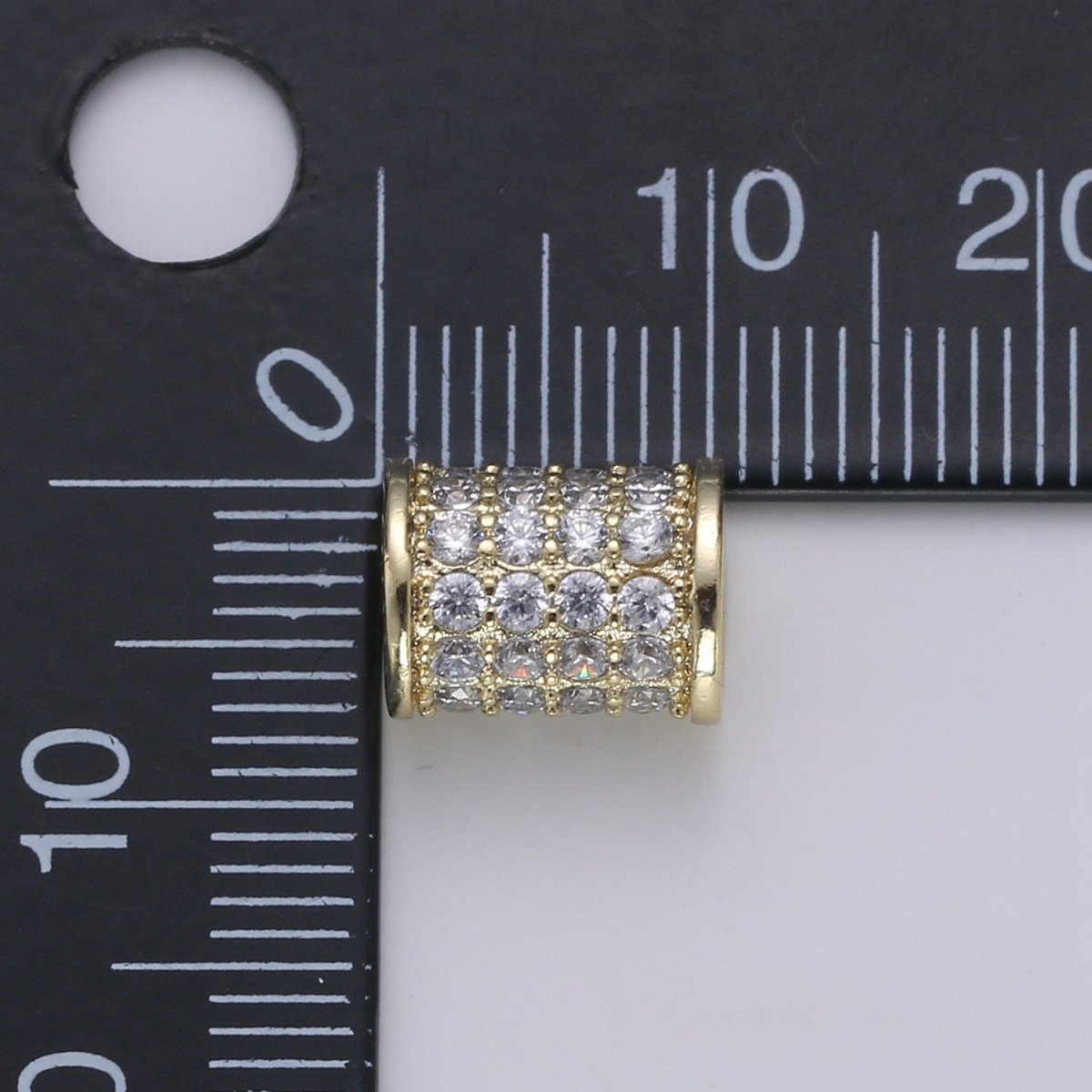 Tiny Golden Tube Beads Roll CZ Gold Filled Geometric Shape Micro Pave Jewelry Making Beads B-359