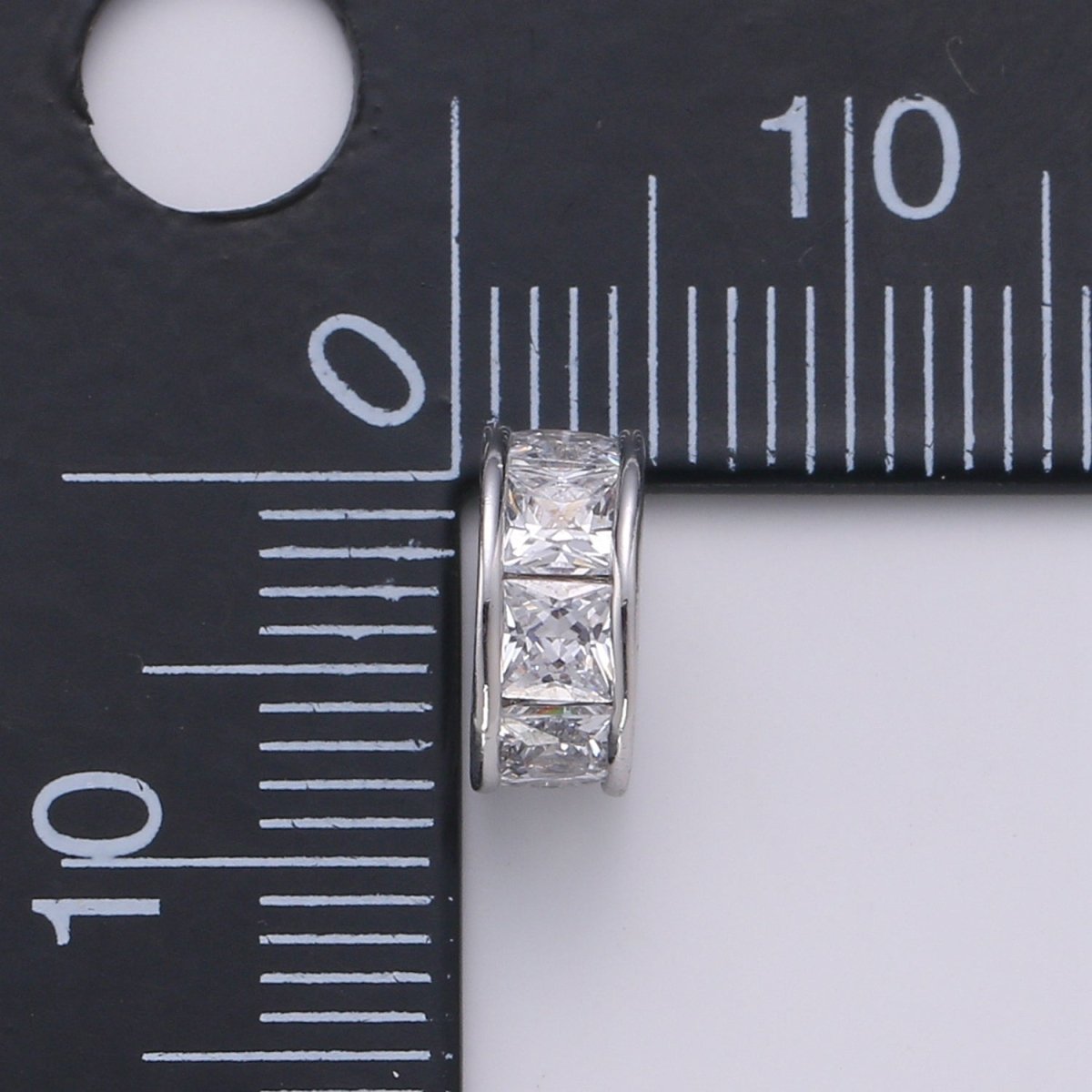 Tiny Silver Round Circle Ring Beads CZ Crystal Mini Geometric Round Shape Jewelry Making Beads B364
