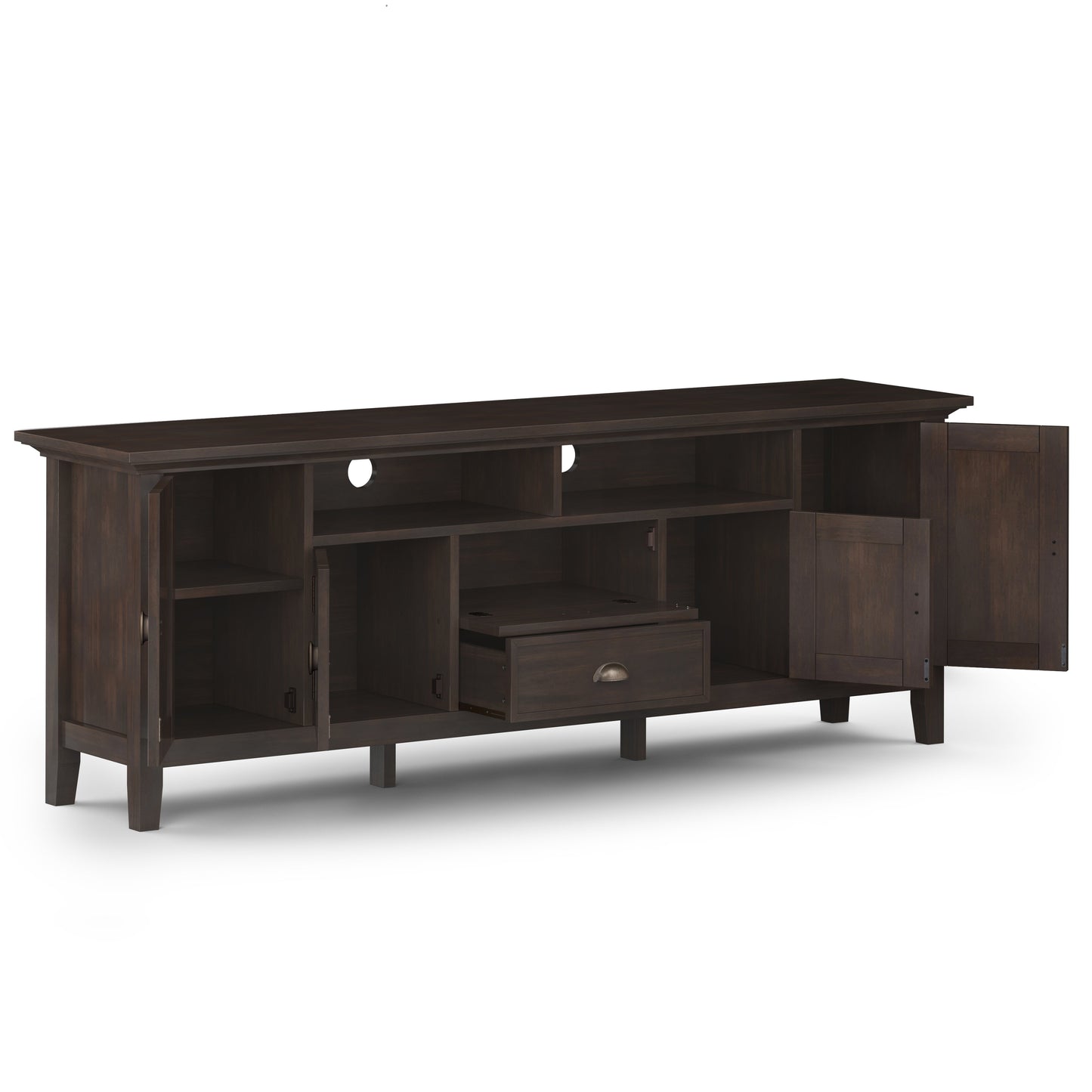 Redmond 72 Inch Wide Solid Wood TV Stand in Brunette