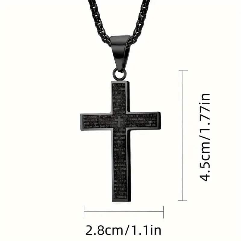Titanium Steel Cross Prayer Pendant Necklace