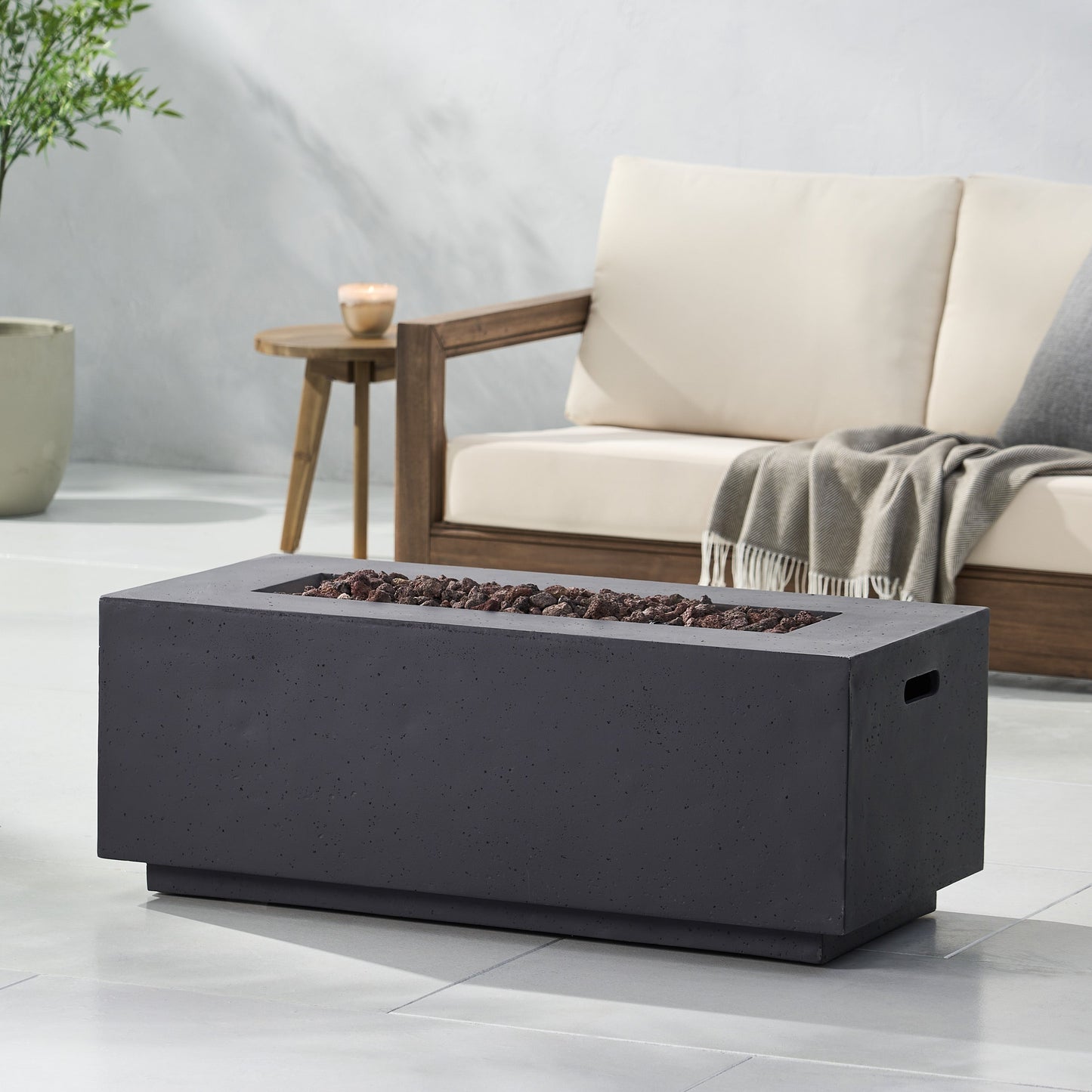 40" Outdoor 40,000 BTU Rectangular MgO Concrete Propane Fire Pit