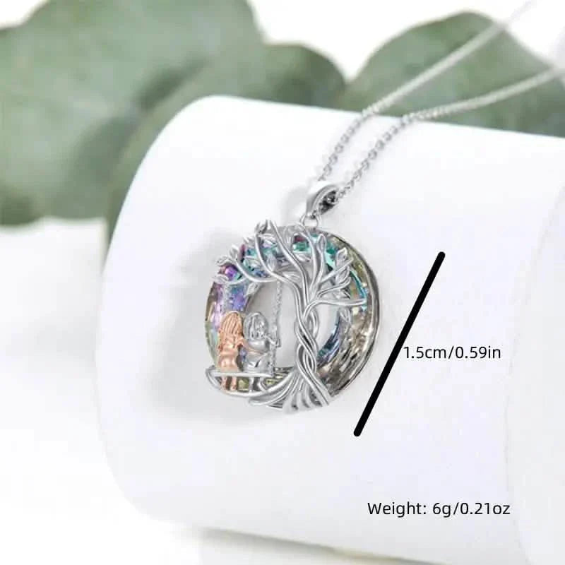 À Ma Petite-Fille, Collier Pendentif Sœurs sur la Balançoire Arbre de Vie