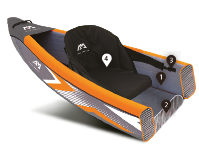 Aqua Marina TOMAHAWK AIR-K 12'4" Kayak / Canoë Gonflable Haute Pression Rapide