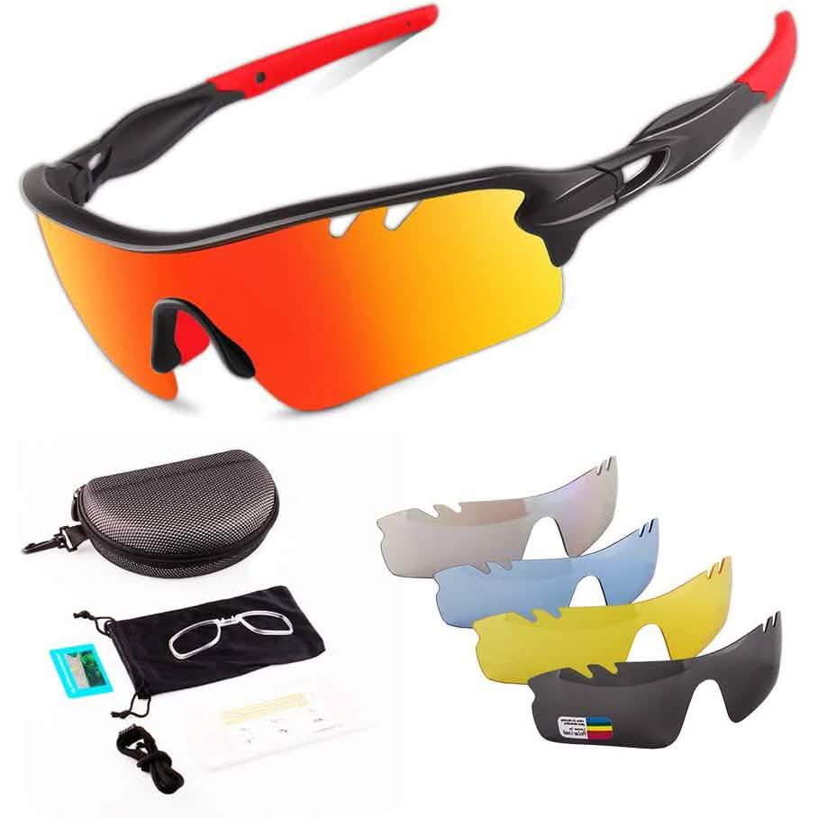 Lunettes de soleil de sport polarisées Toneoesol avec 5 verres interchangeables