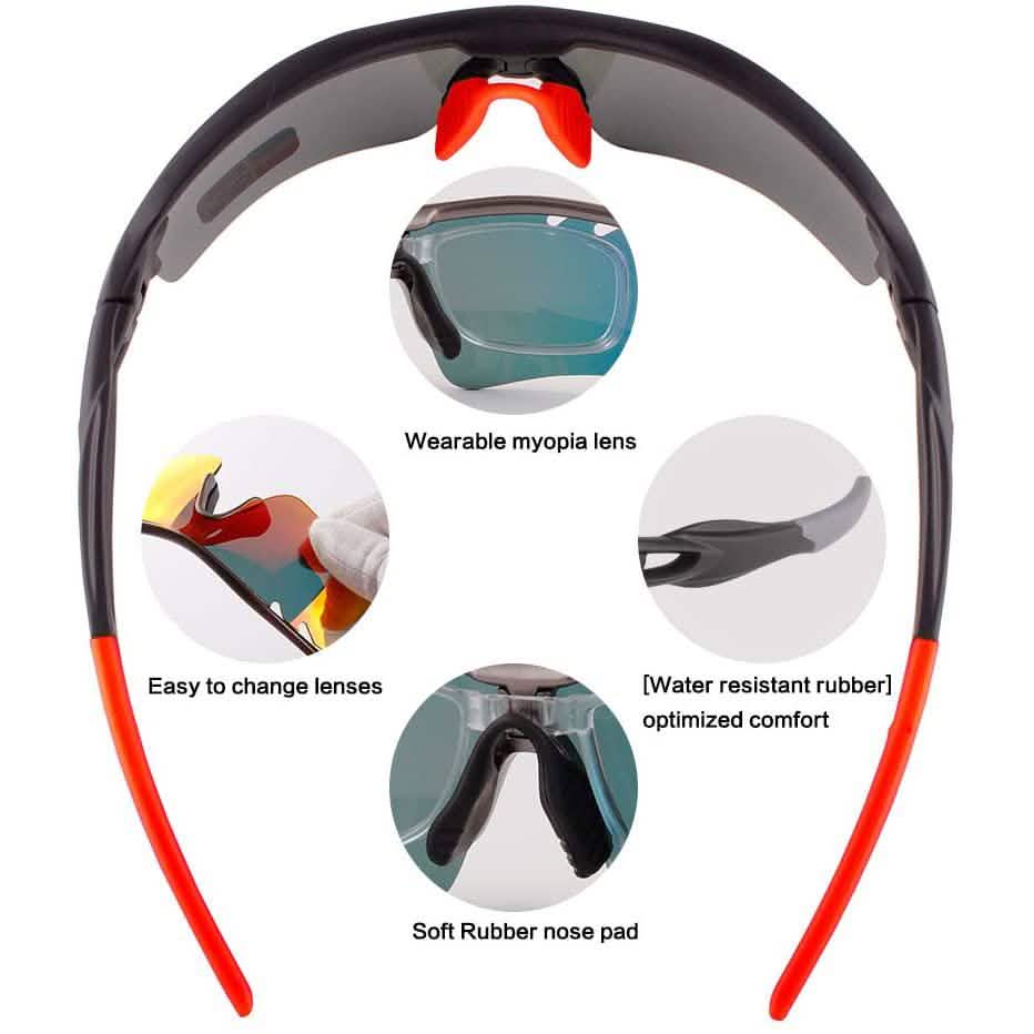 Lunettes de soleil de sport polarisées Toneoesol avec 5 verres interchangeables