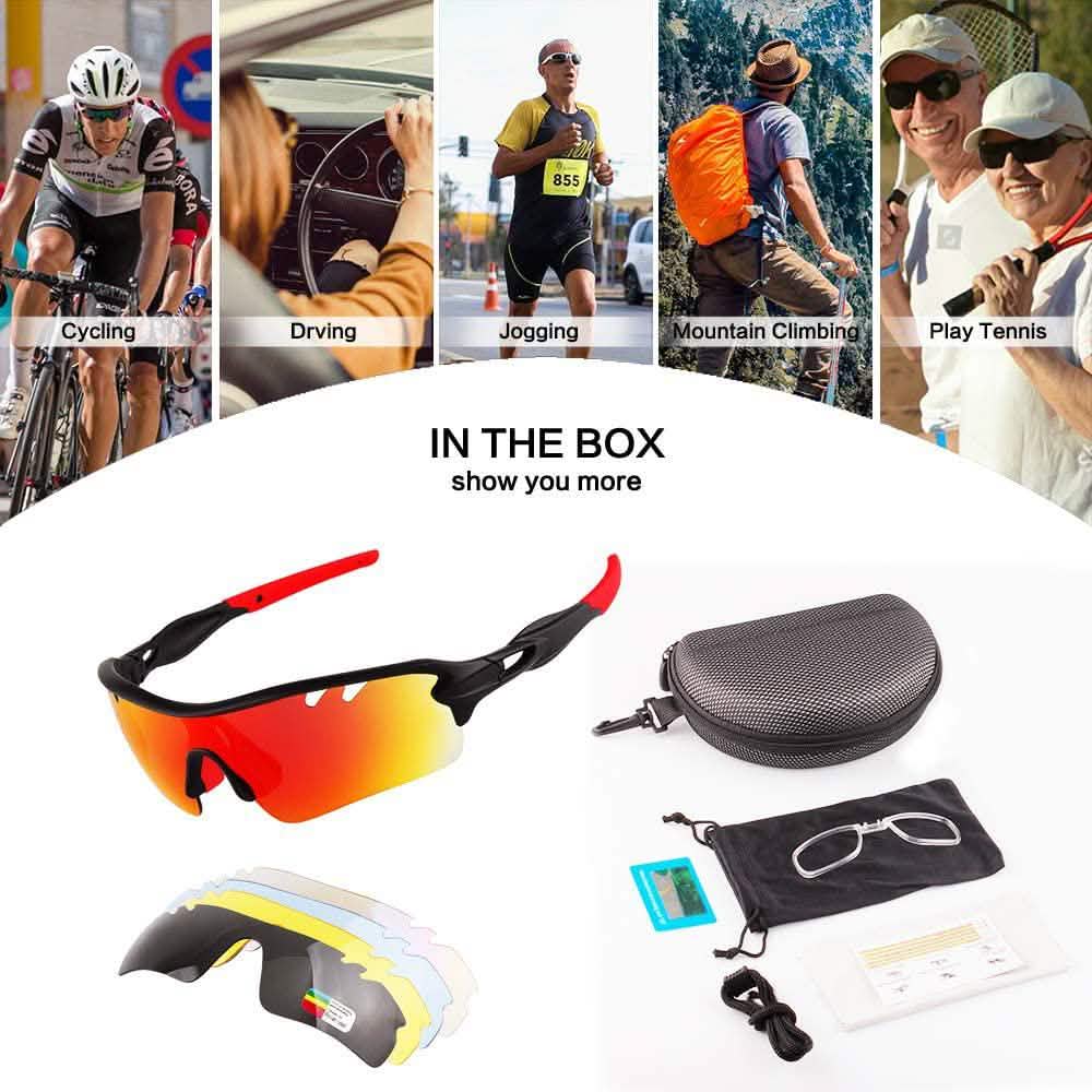 Lunettes de soleil de sport polarisées Toneoesol avec 5 verres interchangeables