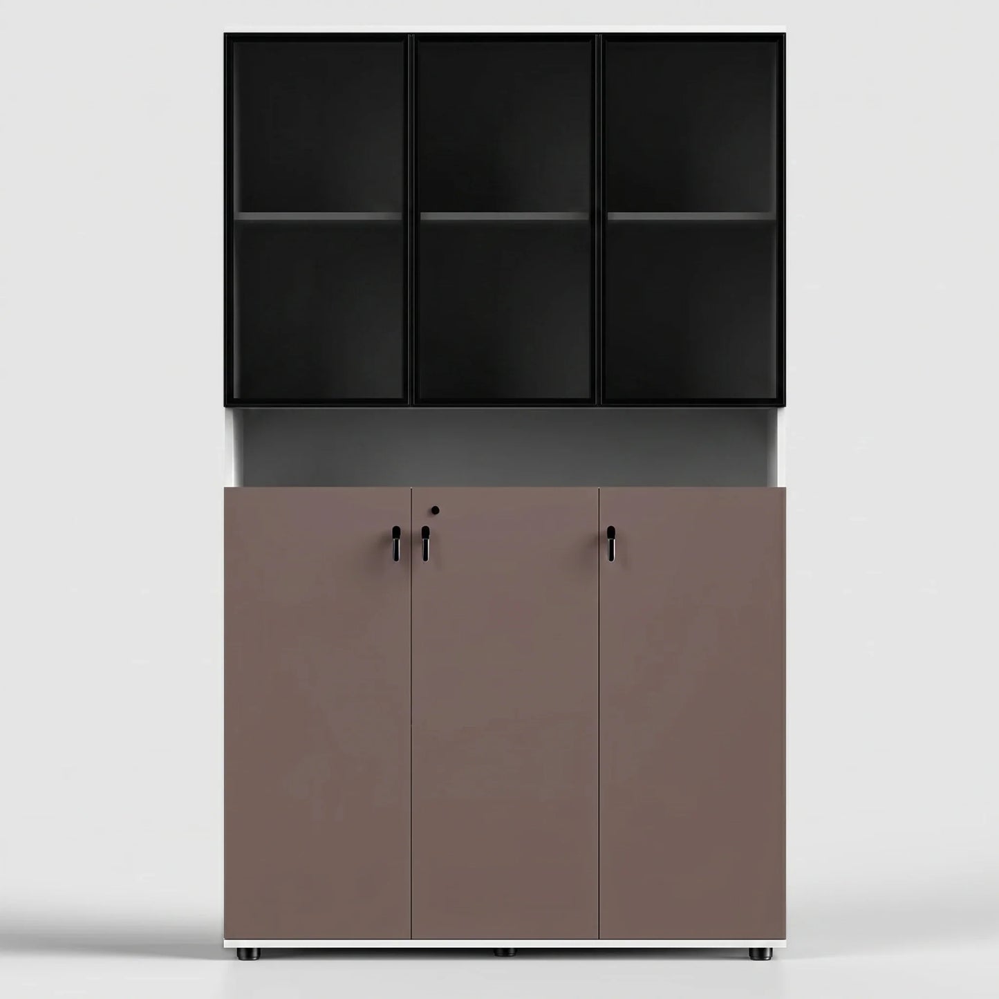 Thurby · Office Cabinet w/ Glass Panel Display Shelves