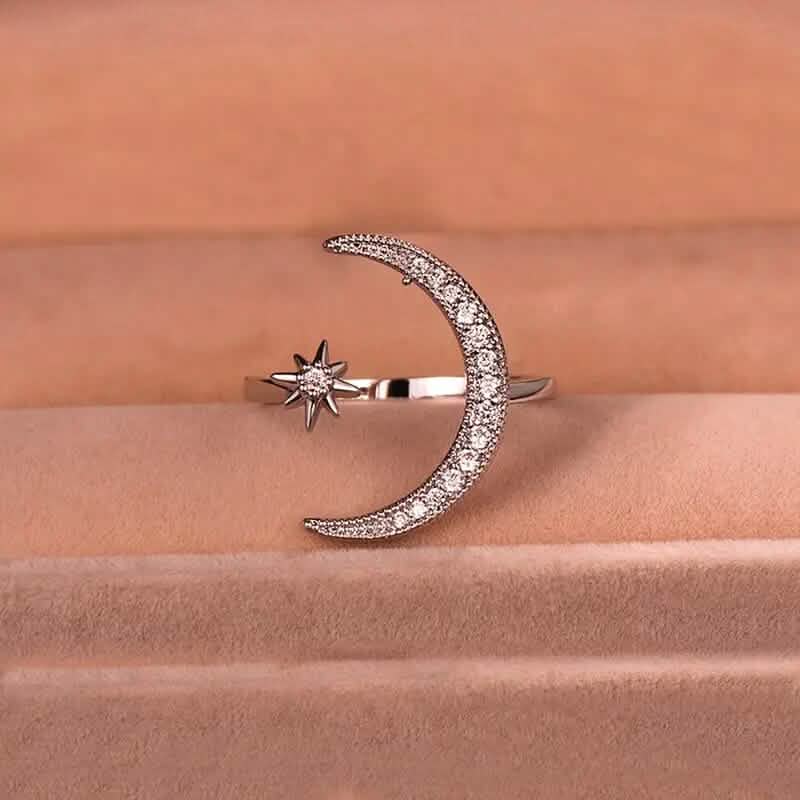 Trendy Cuff Ring Moon and Sun Design
