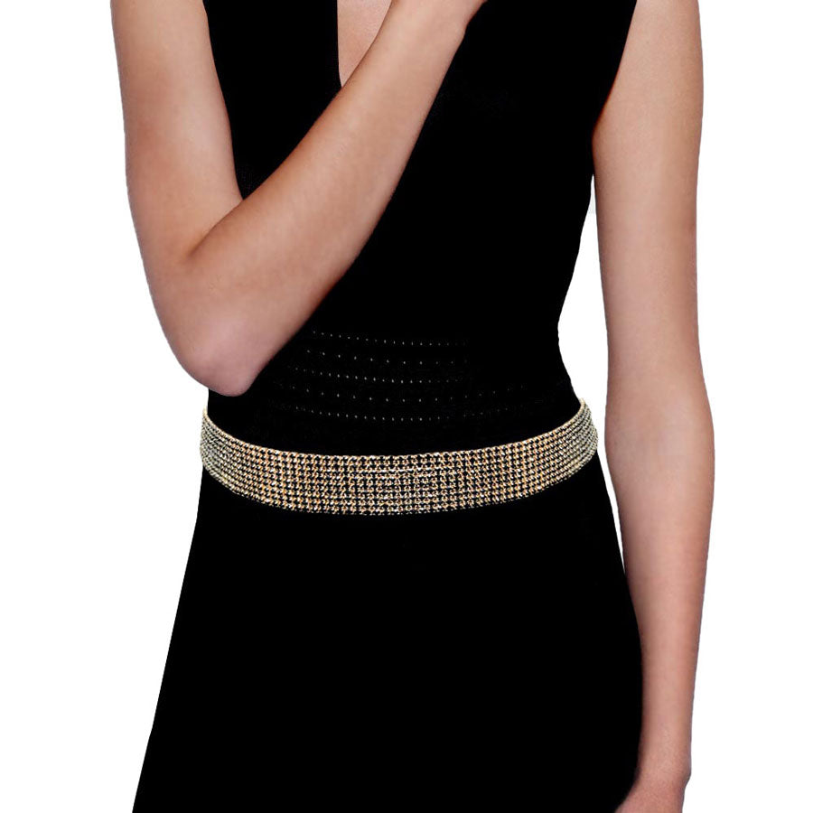 Trendy Fashionable Nine Rows Rhinestone Belt