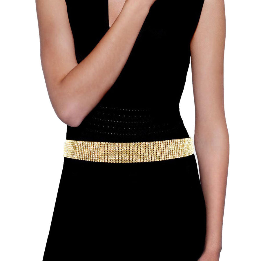 Trendy Fashionable Nine Rows Rhinestone Belt