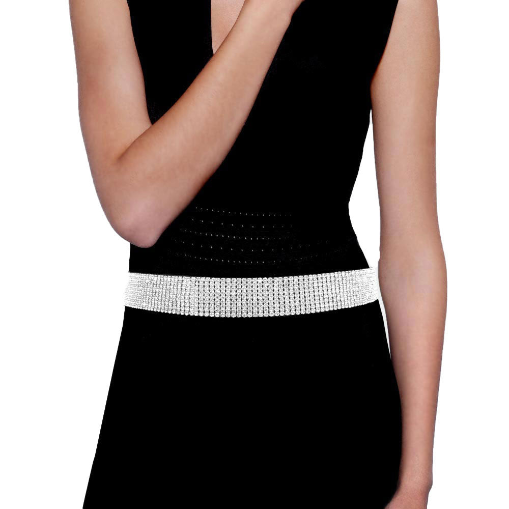 Trendy Fashionable Nine Rows Rhinestone Belt