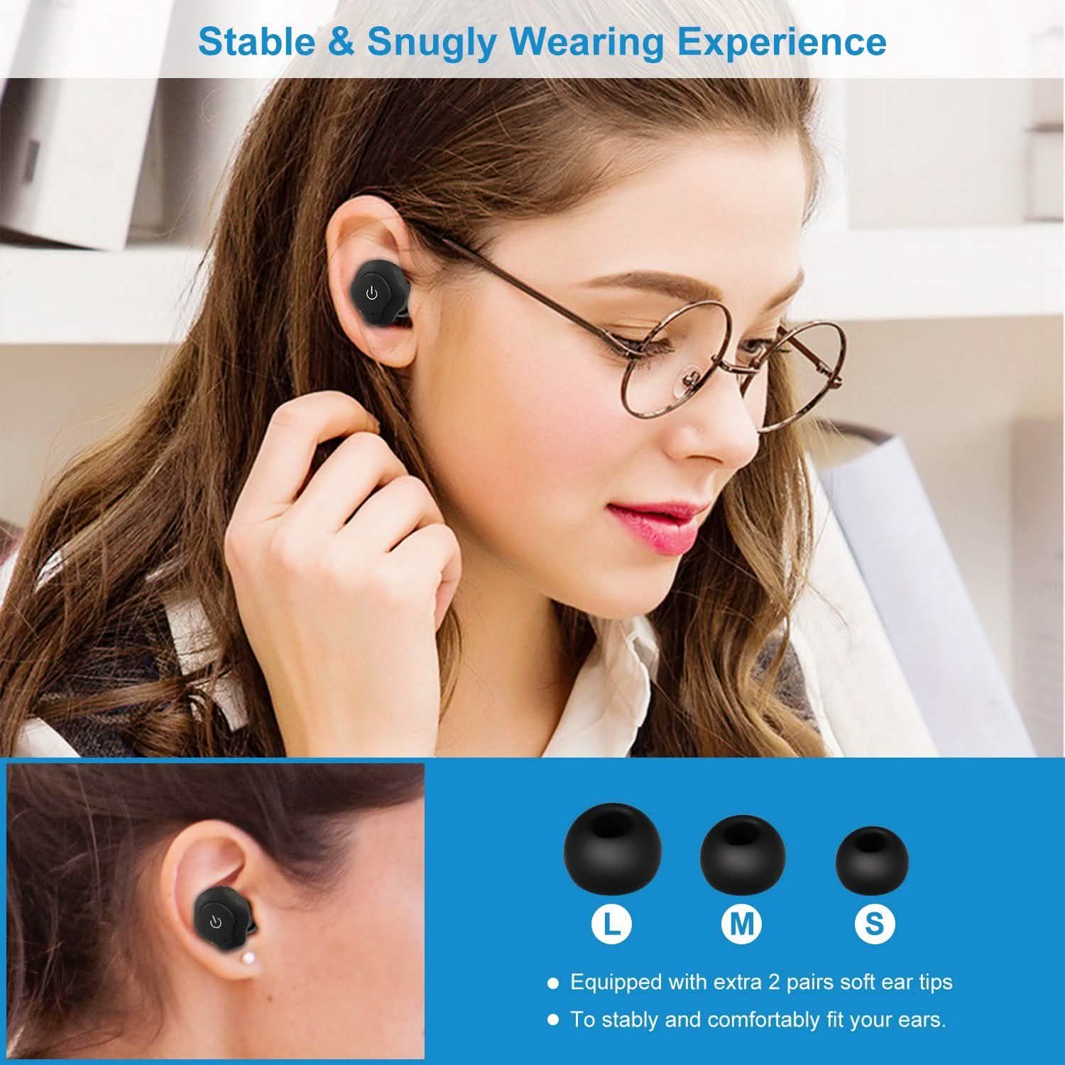 Écouteurs sans fil True Wireless CSR v4.2 Casques intra-auriculaires stéréo