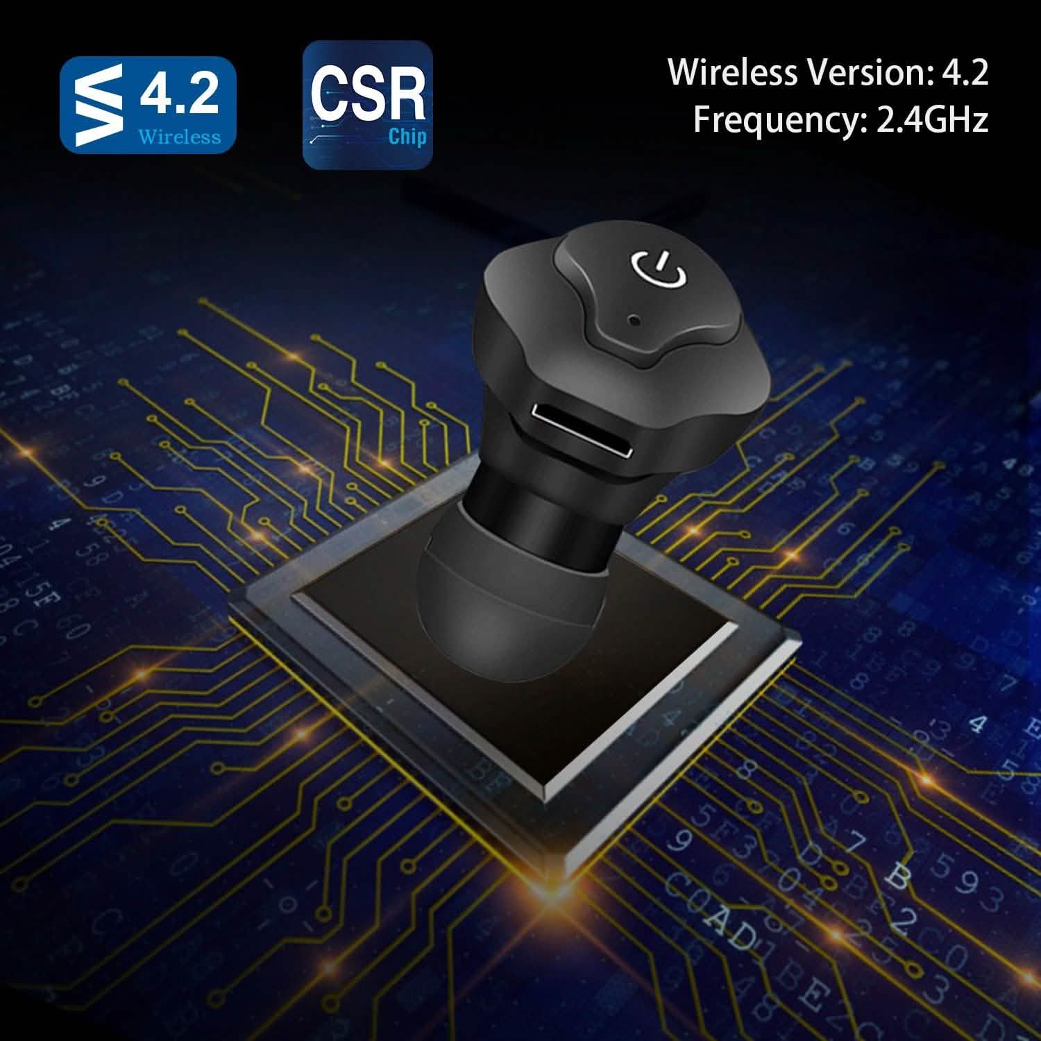 Écouteurs sans fil True Wireless CSR v4.2 Casques intra-auriculaires stéréo