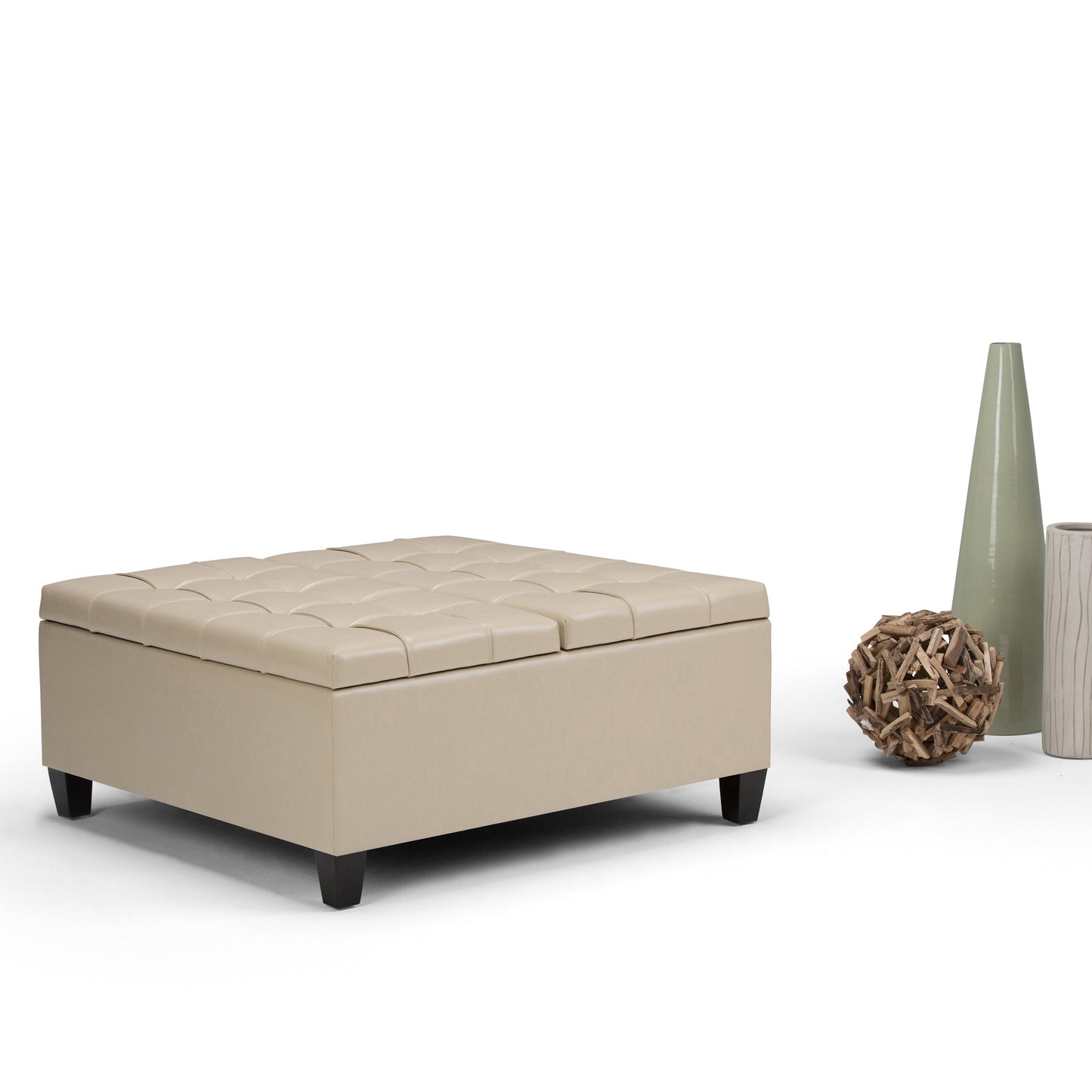 Harrison 36 Inch Wide Coffee Table Storage Ottoman in Satin