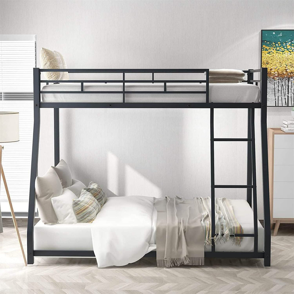 Twin Over Full Low Bunk Bed with Ladder