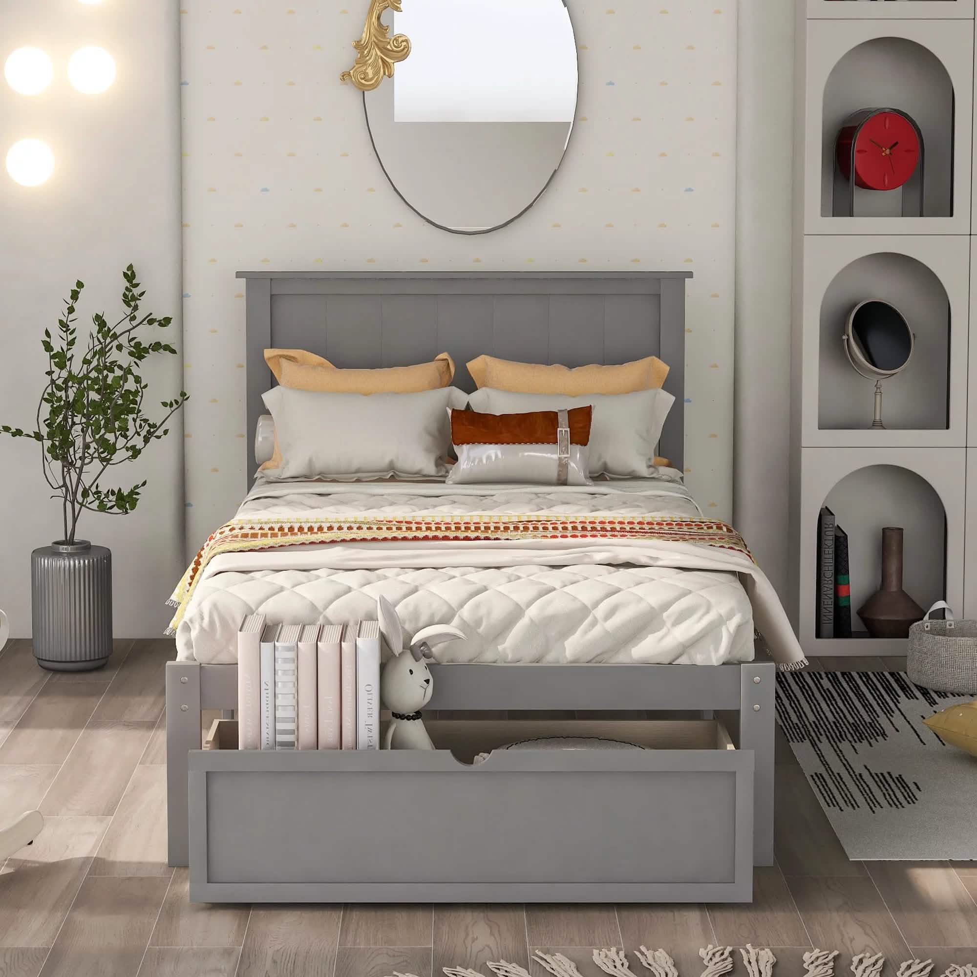 Twin Size Platform Bed with Storage